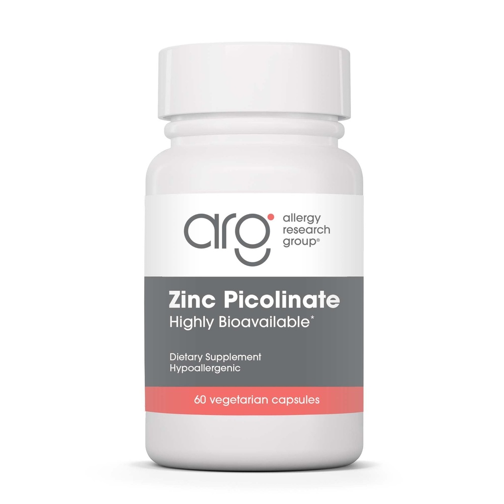 Allergy Research Group Zinc Picolinate Supplement - Unterstützt normale Gesundheit Immunantwort, Hochverfügbar, gut-absorbiert, Allergiker, Vegetarische Kapseln - 60 Zähler