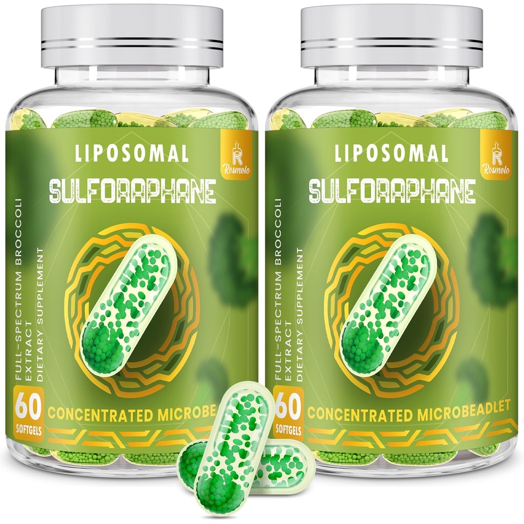 800 MG Liposomalraphane, Leistungsstarke Dual-Delivery für maximale Absorption & Potenz, Full-Spectrum Broccoli Extract, Antioxidant & Liver Supplement, 120 Softgels