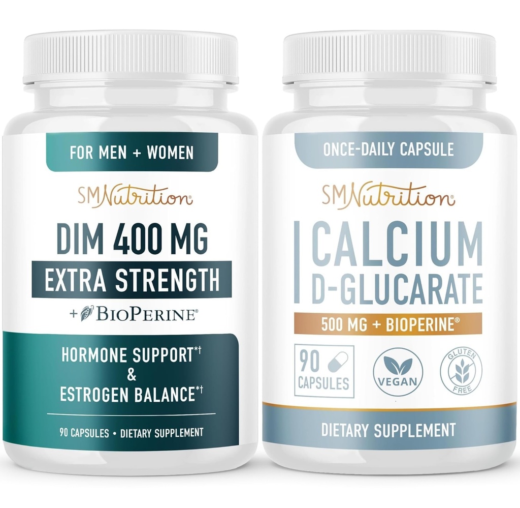 Calcium D-Glucarate & 400mg DIM-Ergänzung für Enhanced Estrogen Hormon Balance | Vegan Gluten Kostenlose CDG-Ergänzung (90 Portionen) mit extra Stärke DIM (90 Portionen)