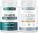 Calcium D-Glucarate & 400mg DIM-Ergänzung für Enhanced Estrogen Hormon Balance | Vegan Gluten Kostenlose CDG-Ergänzung (90 Portionen) mit extra Stärke DIM (90 Portionen)