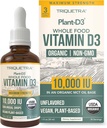 Vitamine biologique D3 10 000 UI - Plant D3, Vegan, Max Strength Gouttes liquides sublinguales D3 - 200% Absorption plus élevée, 100% à base végétale forme cholecalciferol et végétal D3, dosage réglable (30 portions)