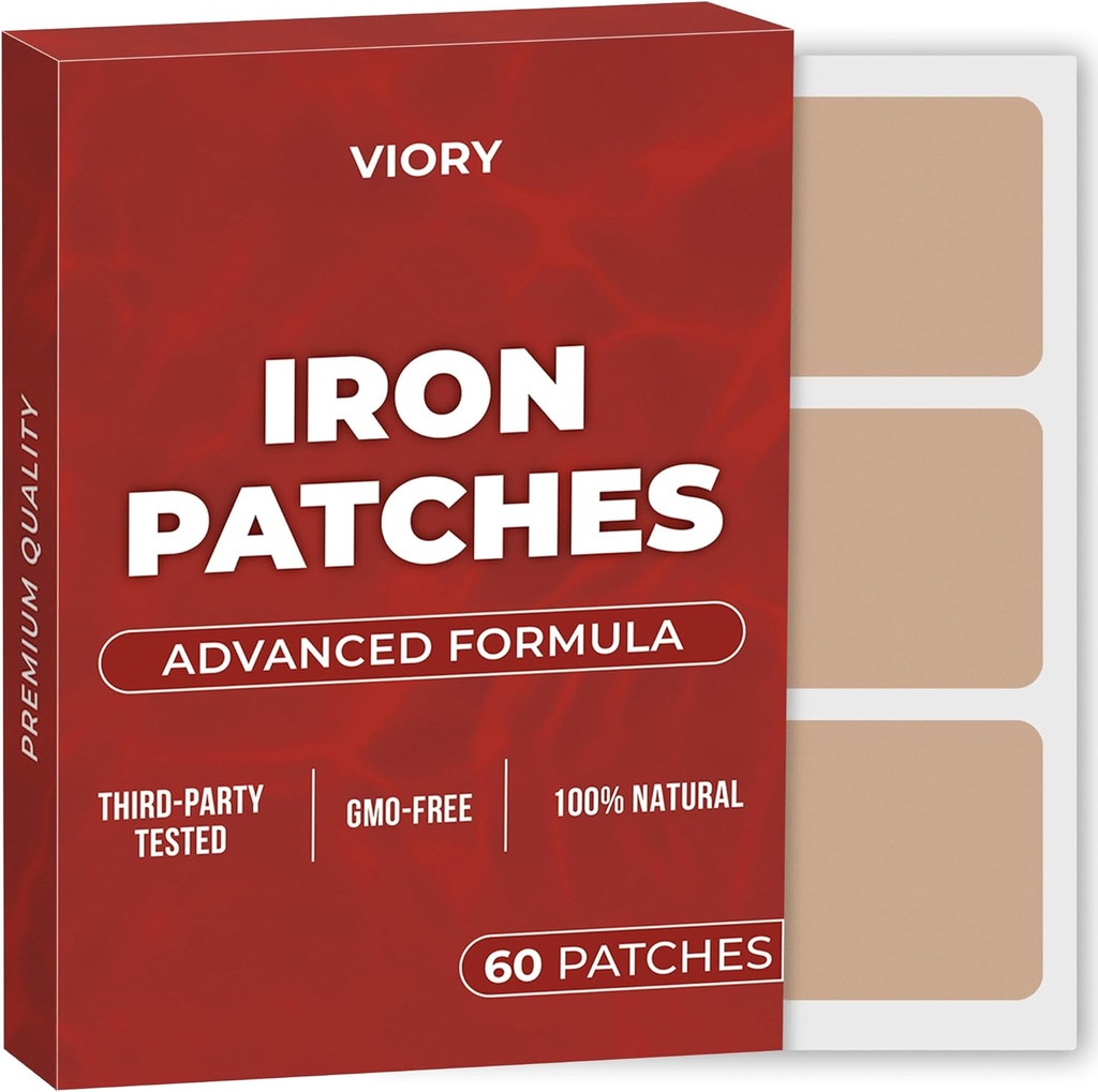 Iron Patches (Pack von 60) - 100% Natural Patch für Damen und Herren - mit Biotin - Energie, Fokus &amp; Body Support - Erweiterte Formel