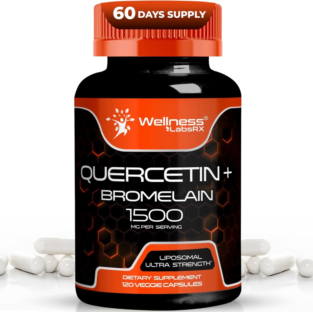 Quercetin mit Bromelain-Ergänzung - 1500mg - Immununterstützung und Herzgesundheit Kapseln für Männer und Frauen, Quercetin-Ergänzungen hilft Gemeinsames und gesundes Atmungssystem - 120 Zähler