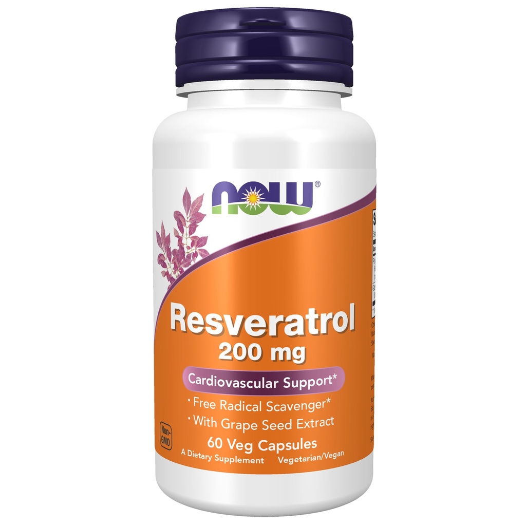 MAINTENANT Aliments suppléments, Resvératrol naturel 200 mg avec extrait de vin rouge, 60 capsules de légumes