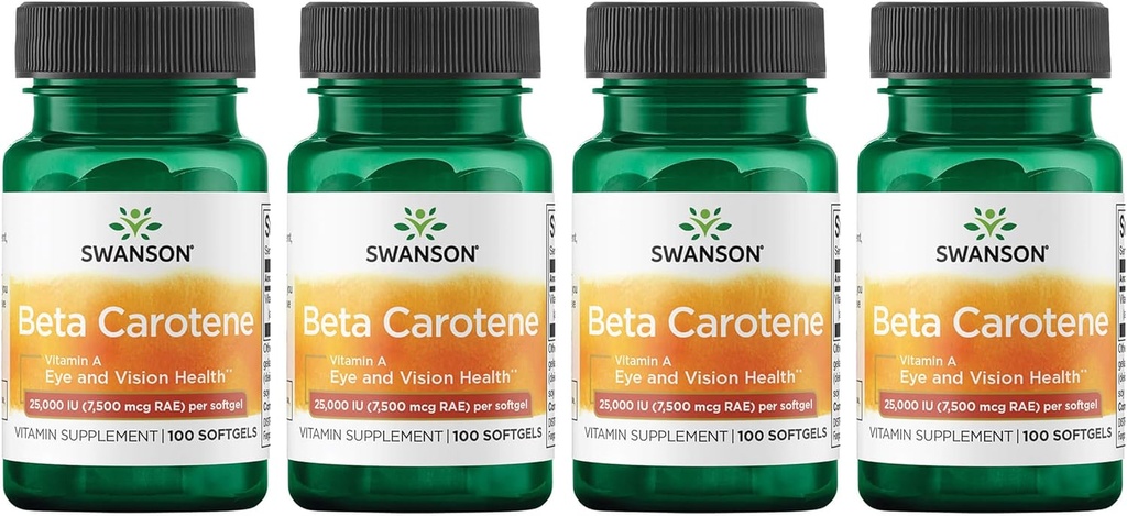 Swanson Beta-Carotene (Vitamin A) 25000 Iu (7500 mcg) 100 Sgels (4 Packung)