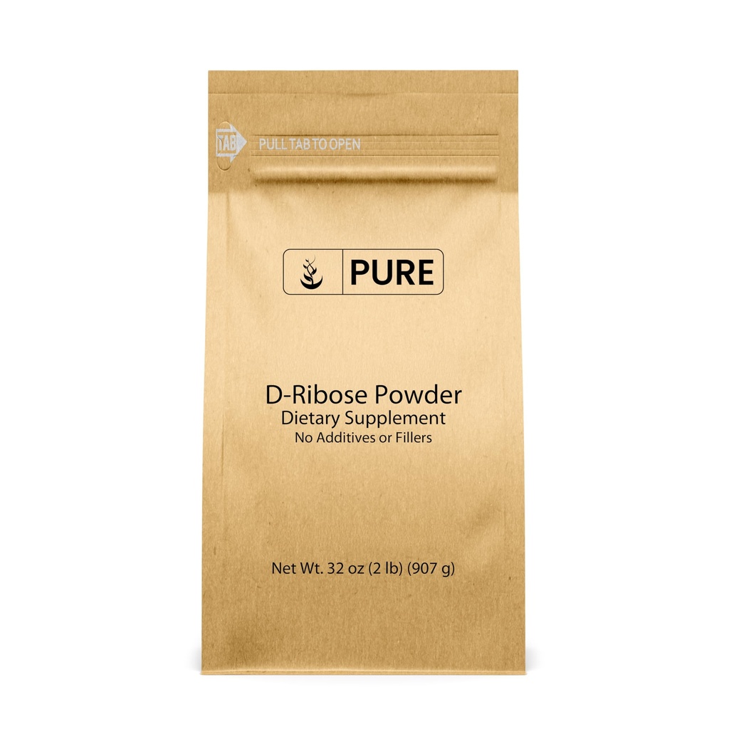 Ingrédients originaux purs D-Ribose (2lb) Supplément nutritionnel, Non-OGM, Sans gluten, Sans aromatisé