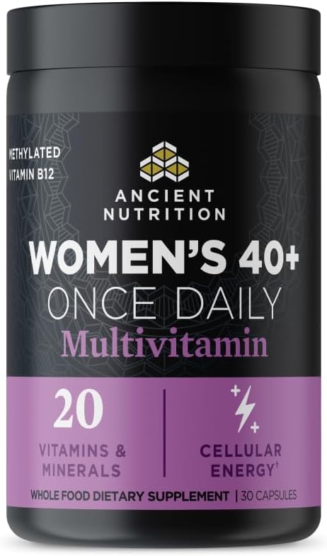 Antike Ernährung Multivitamin für Frauen, Antike Multi Frauen 40+ Einmal täglich Vitamin-Ergänzung, Vitamin B, Vitamin C und Vitamin K2, Schaum und Eisen-Ergänzung, unterstützt Knochengesundheit, 30ct