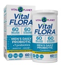 Planète Vital - Probiotiques de Flore Vital pour les hommes, 60 milliards CFU, 60 souches diverses, 7 prébiotiques organiques, Probiotique stable de la plate-forme quotidienne pour le soutien immunitaire, dégazage, santé digestive 60 capsules