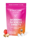 Pink Stork Morning Sickness Sweets, Bio Himbeere Ginger Candy mit Vitamin B6, Unterstützung für Bewegung Krankheit, Prenatale Sodbrennen - Schwangerschaft Must Haves - 30 Wrapped Drops