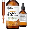 Wild & Organic Maitake Pilztropfen - Flüssige Pilz-Ergänzung für Immununterstützung - Maitake Extrakt-Tinktur - Vegan, Zucker & Alkoholfrei - 2 fl Unze