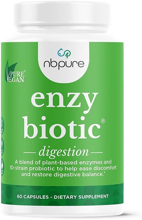 nbpure EnzyBiotic Verdauungsenzyme mit Probiotika und Präbiotika Supplement Blend, 60 Zähler