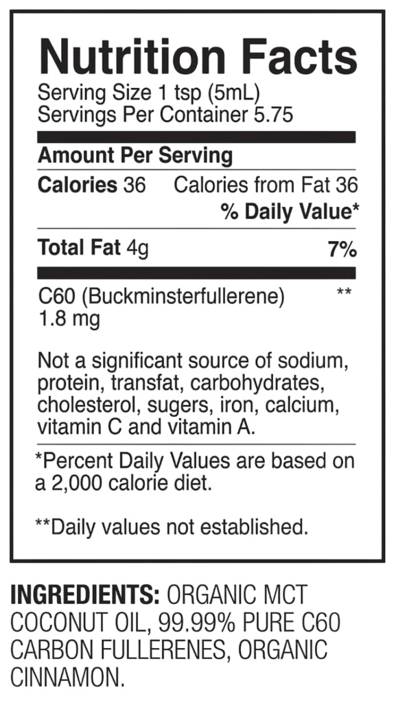 C60 Purple Power Cinnamon Flavored C60 MCT Kokosöl - Reisegröße - Bio Kaltgepresstes Kokosöl - 99,99% Pure C60 Carbon Fullerenes - Boost Energy & Mental Focus (1oz)