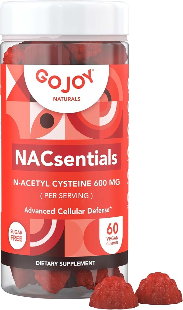 GOJOY NACsentials 7-in-1 NAC Gummies 600mg – Unterstützt Glutathion, Liver & Antioxidant Wellness – N-Acetyl Cystein mit Vitamin C, ALA, Quercetin & Astaxanthin – Vegan, Sugar-Free