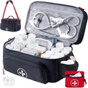 BAGSFY Travel Medicine Bag Organizer mit Mini Medication Bag, Double Layers First Aid Kit Leere, Lockable Pill Bottle Organizer für zu Hause, große Medikamentenspeicher, Reise Notfall Tragen Fall.
