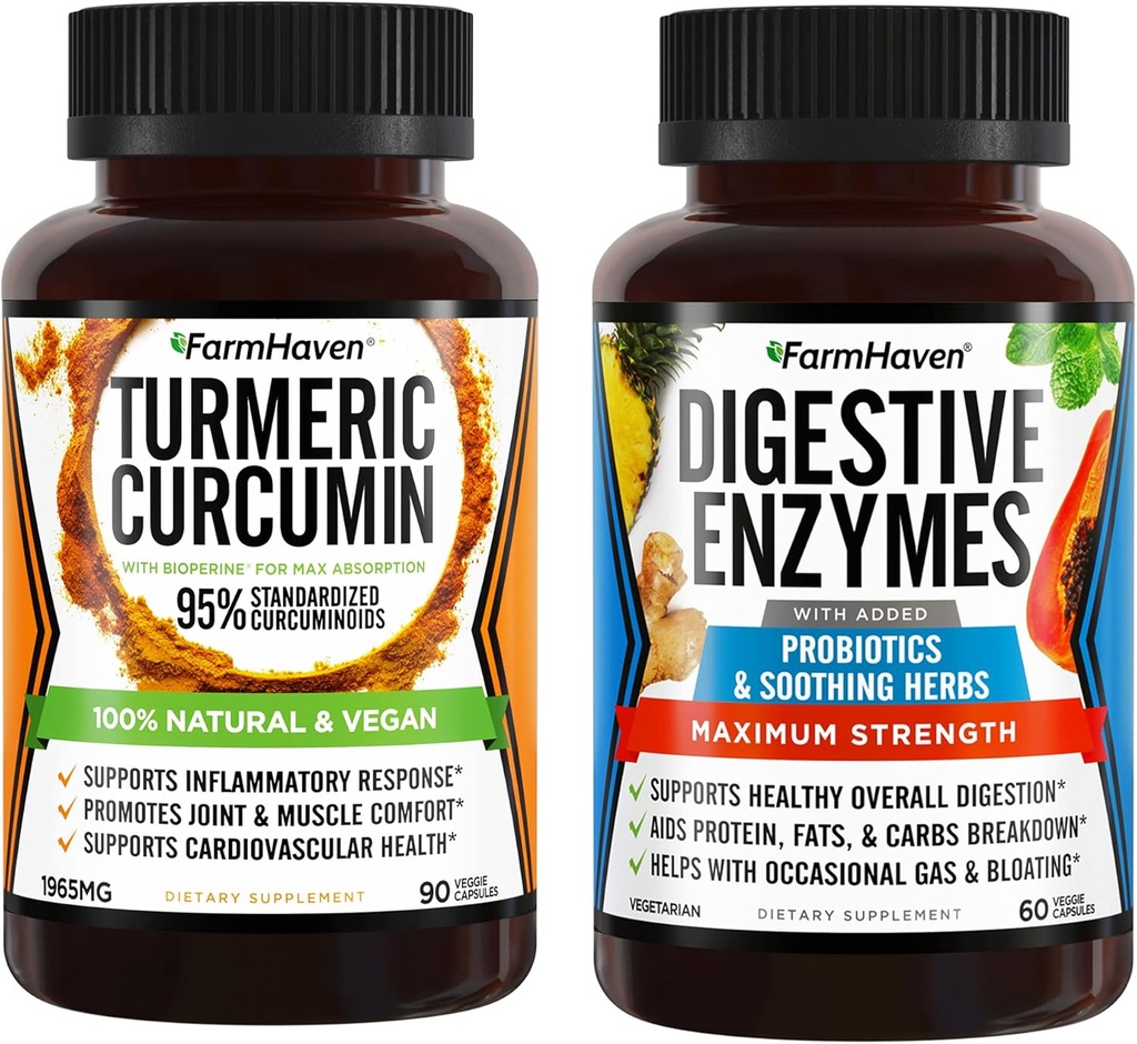 FarmHaven Turmeric Curcumin mit schwarzem Pfeffer und Verdauungsenzym mit 18 Probiotika & Kräuter
