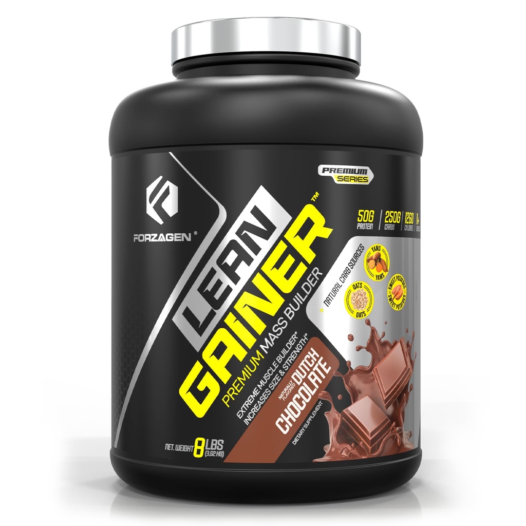 Forzagen Lean Gainer Premium Mass Builder (Mass Gainer Protein Powder) pour les hommes et les femmes (High Calorie Protein, Weight Gain, Bulk, Muscle Building Supplement) Chocolat hollandais, 8 livres (11 portions)