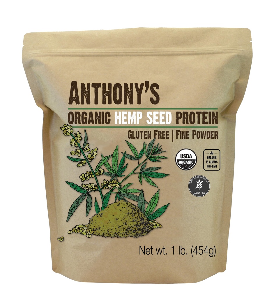 Anthony's Organic Hemp Seed Protein Pulver, 1 lb, kalt gepresst, Glutenfrei, Non GMO, Fine Powder