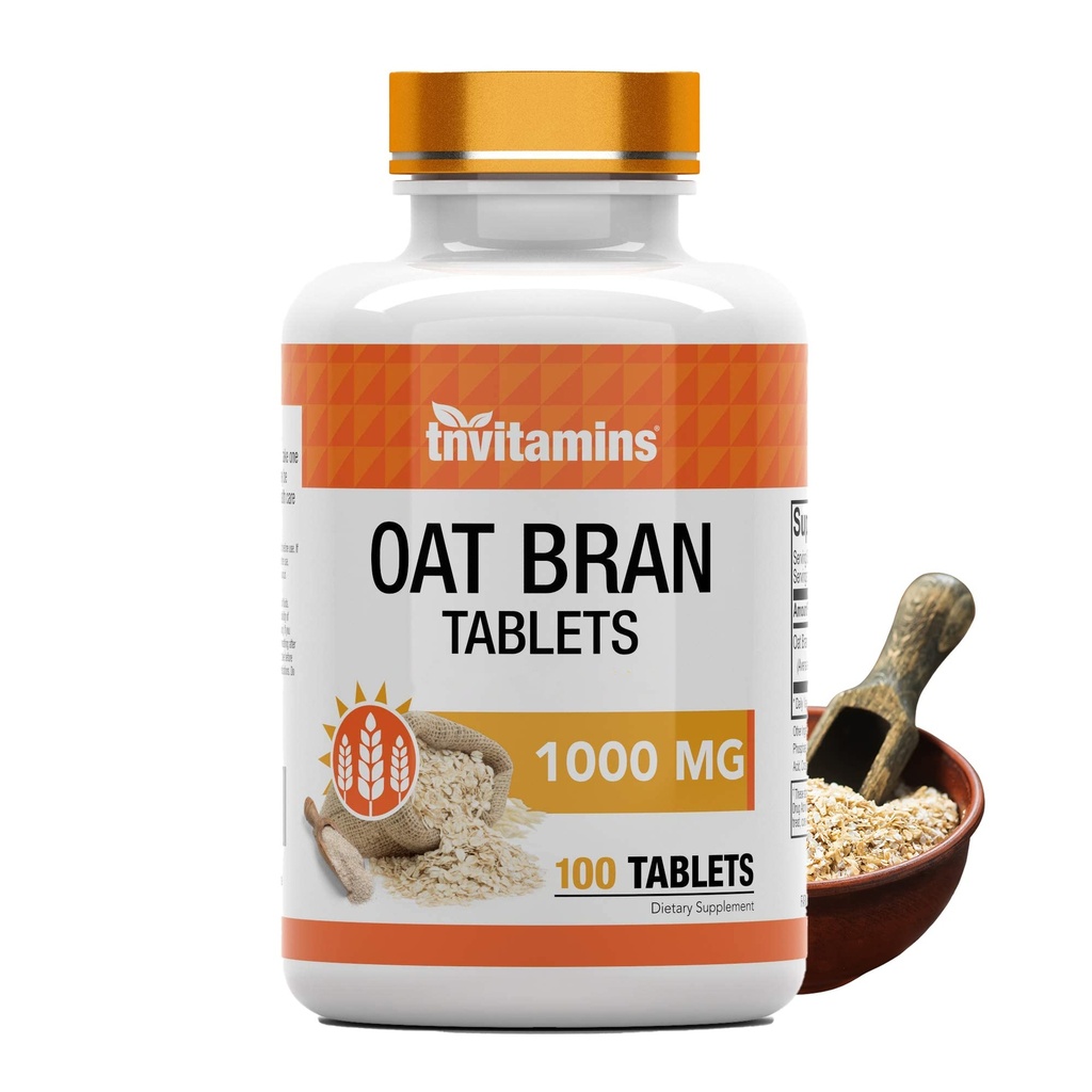 tnvitamins Oat Bran Tablets | 100 Tablets x 1.000 MG pro Tablet | Oat Fiber Tablets | Soluble & Dietary Fiber Supplement | Unterstützt Verdauungsgesundheit * | High Potency Formula