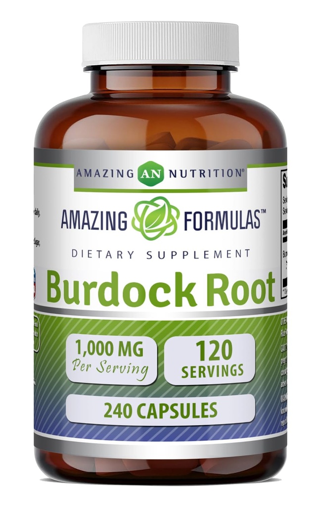 Erstaunliche Formeln Burdock Root Supplement | 1000 Mg pro Servieren | 240 Kapseln | Non-GMO | Gluten-Free | Made in USA