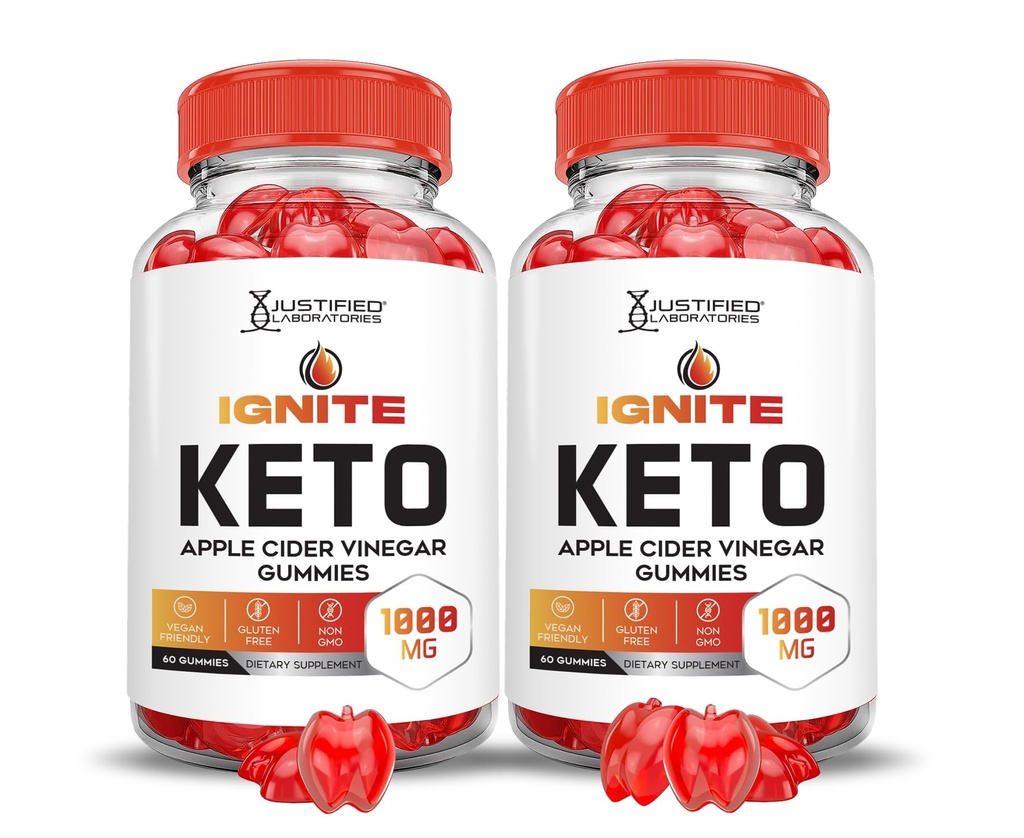 Justified Laboratories (2 Pack Ignite Keto ACV Gummies Advanced 1000MG Ignite Keto Gummies Formel Apfelessig mit Granatapfelfettsaft Pulver B12 Vegan Non GMO 120 Gummys