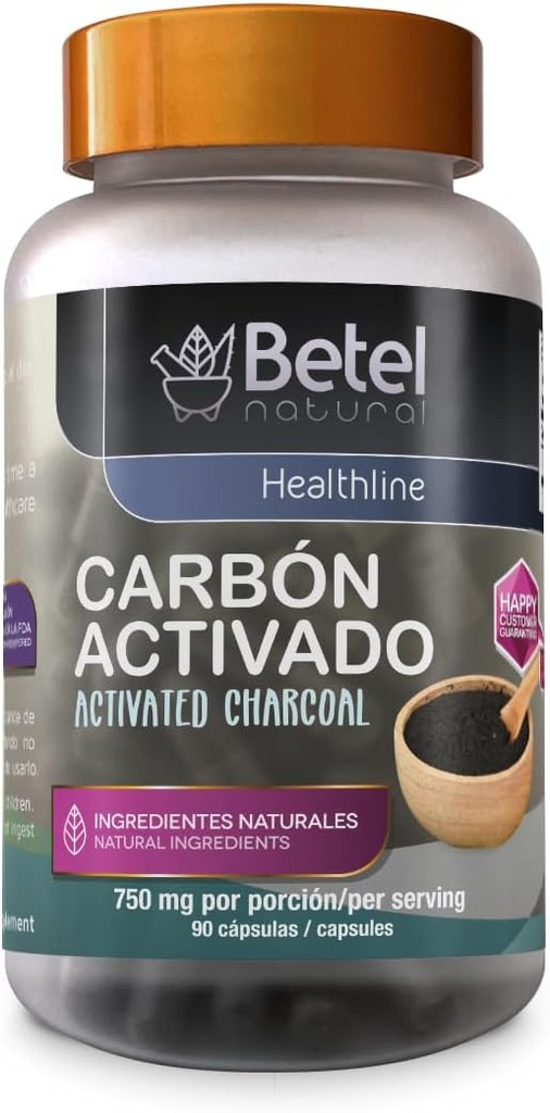 Betel Natural Carbon Activado Capsulas - Aktivkohle 90 Kapseln aktiviert