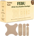 FEBU Eco-Friendly Bamboo Stoff Bandagen | PFAS Kostenlose Bandagen für Scrapes & Cuts | Flexible Stoff Bandage | Vollkompostierbar, Latex freie Bandage | 200 Graf Bulk Variety