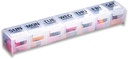 GMS Weekly Pill Organizer - 7-Tage Etikettierte Kompartment Pille Fall für Nahrungsergänzungsmittel, Vitamine und Medikamente - Sichere Latches - Ideal für täglichen Gebrauch und Reisen - Klar