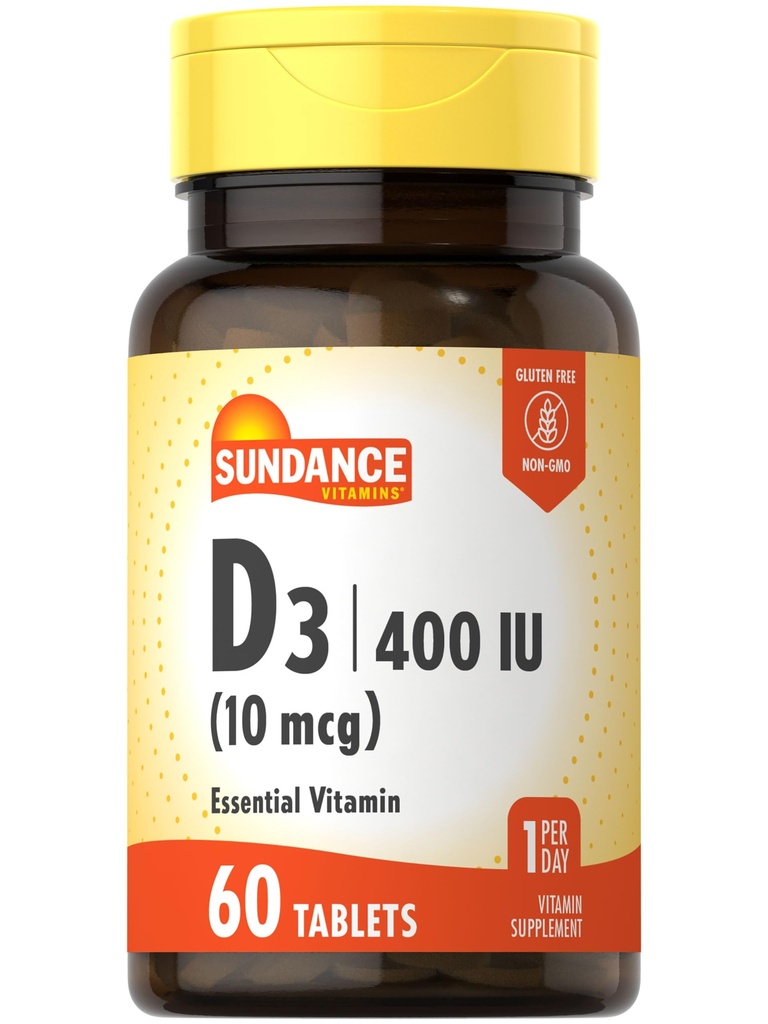 Sundance Vitamin D3 400 IU (10 mcg) | 60 Vegetarische Tabletten | Essential Vitamin Supplement | Vegetarisch, Non-GMO und Glutenfreie Formel