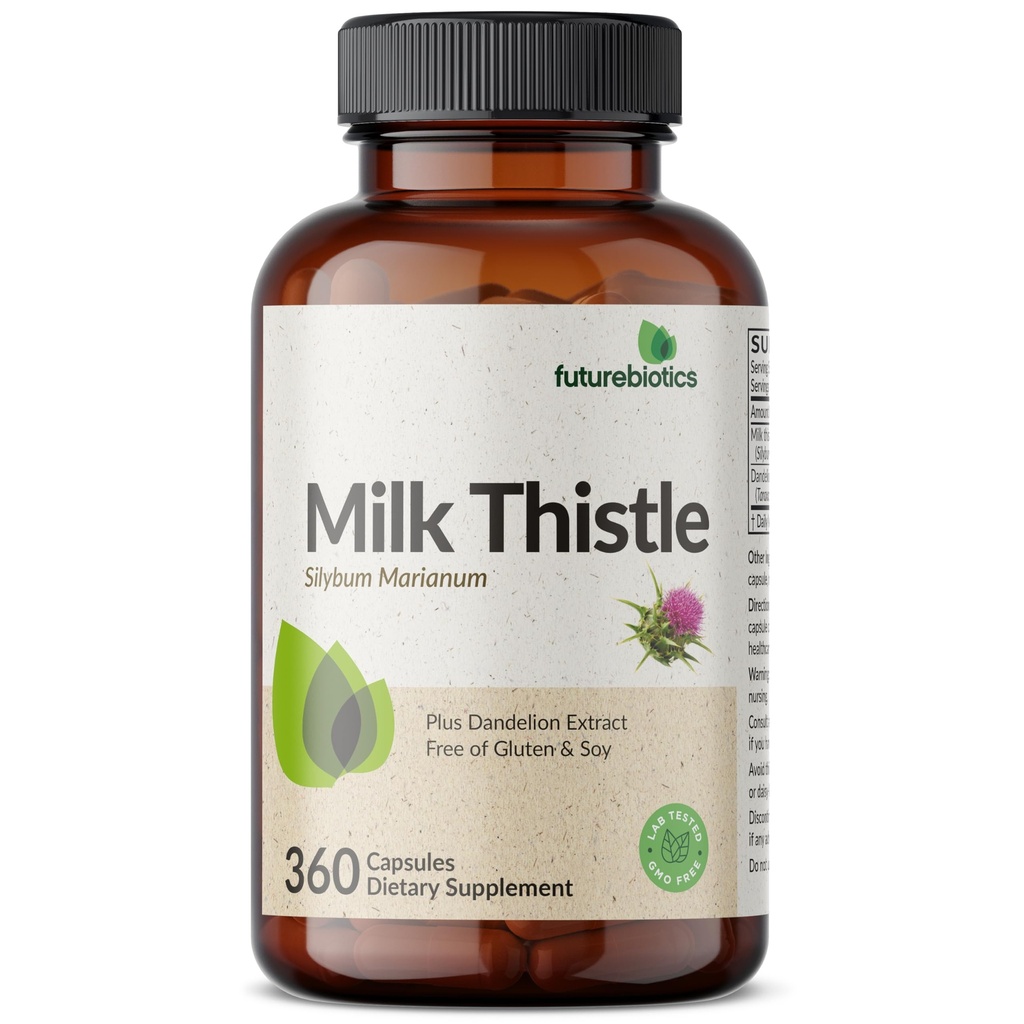 Futurebiotics Milk Thistle Silymarin Marianum & Dandelion Root Liver Health Support, Antioxidante Unterstützung, Detox, 360 Kapseln
