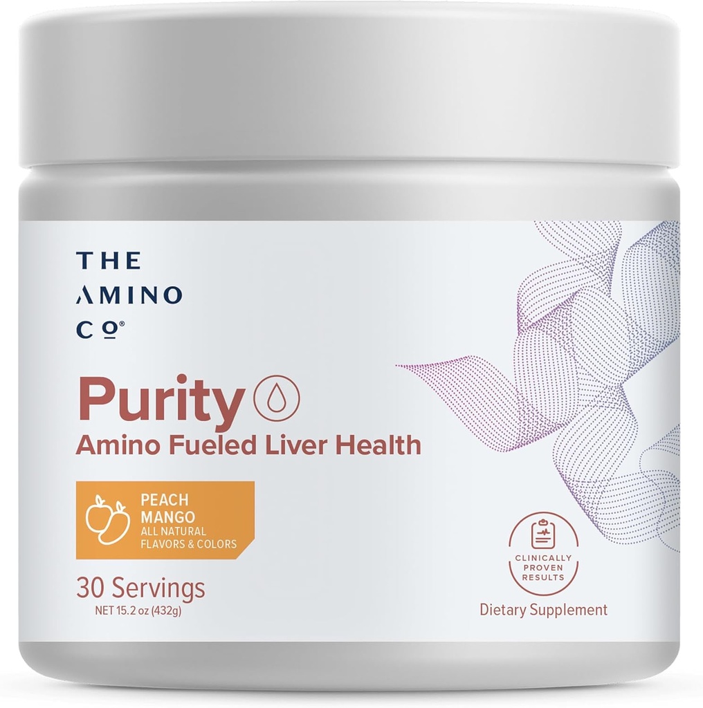 Das Amino CO. Reinheit - Leberunterstützungsergänzung mit essentiellen Aminosäuren für Leber-Detox-Reinigung - Boost Liver Gesundheit für optimale Leberunterstützung- Peach Mango, 30 Portionen