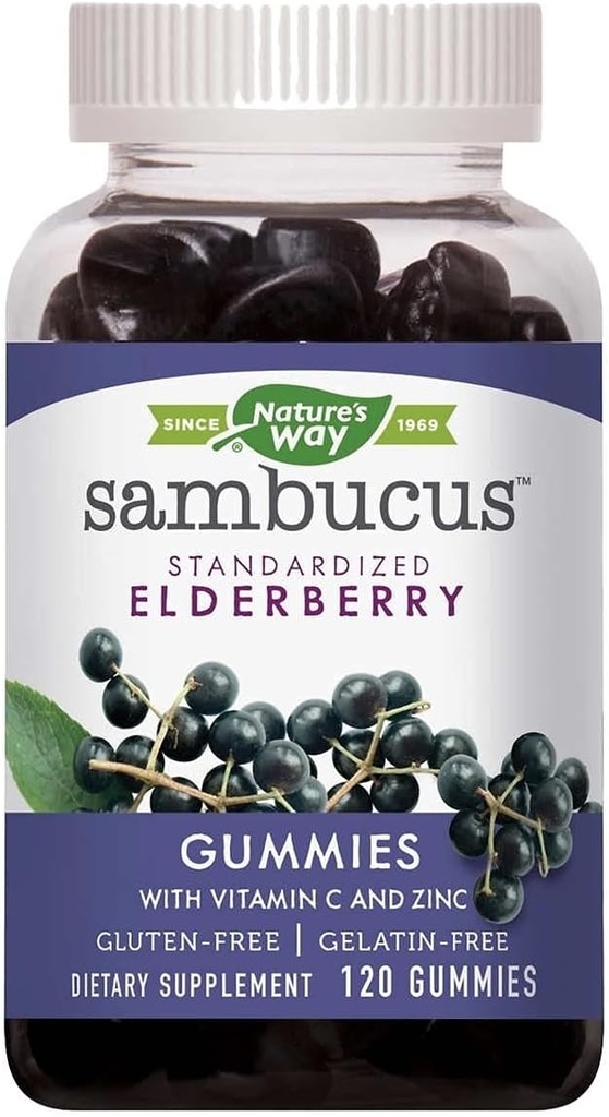 Nature's Way Sambucus Elderberry mit Vitamin C und Zink, 120 Gummis