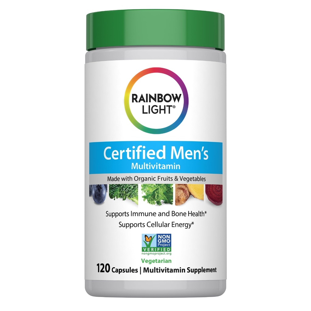 Multivitamine de lumière arc-en-ciel pour les hommes, vitamine C, D & zinc, probiotiques, multivitamine pour hommes fournit l'Immune de haute puissance, le coeur, et le foie soutien, non-OGM, végétarien, 120 comprimés