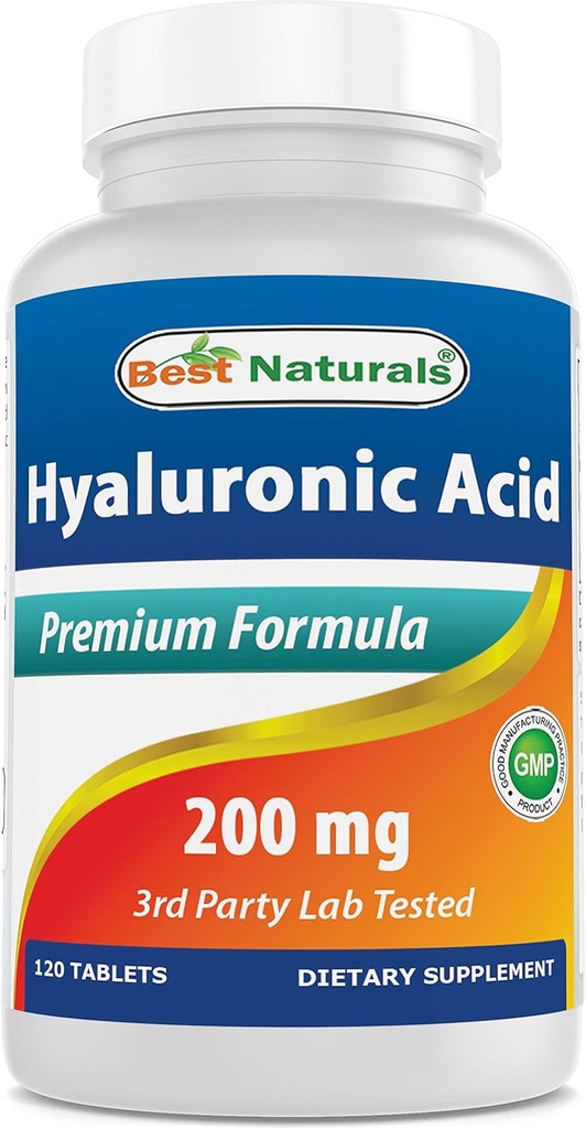Meilleur Acid Hyaluronique Naturel 200 mg 120 Comprimés (non-OGM, sans gluten) - favorise la peau et la fonction articulaire saine jeunes (120 Nombre (paquet de 1))
