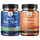 Ensemble de complément DIM pour les hommes avec Panax Ginseng Bioperine Graines & Astragalus pour la santé de la prostate et complexe de soutien thyroïde à base de plantes avec L Tyrosine, Bladderwrack, Sélénium & Pure Ashwagandha