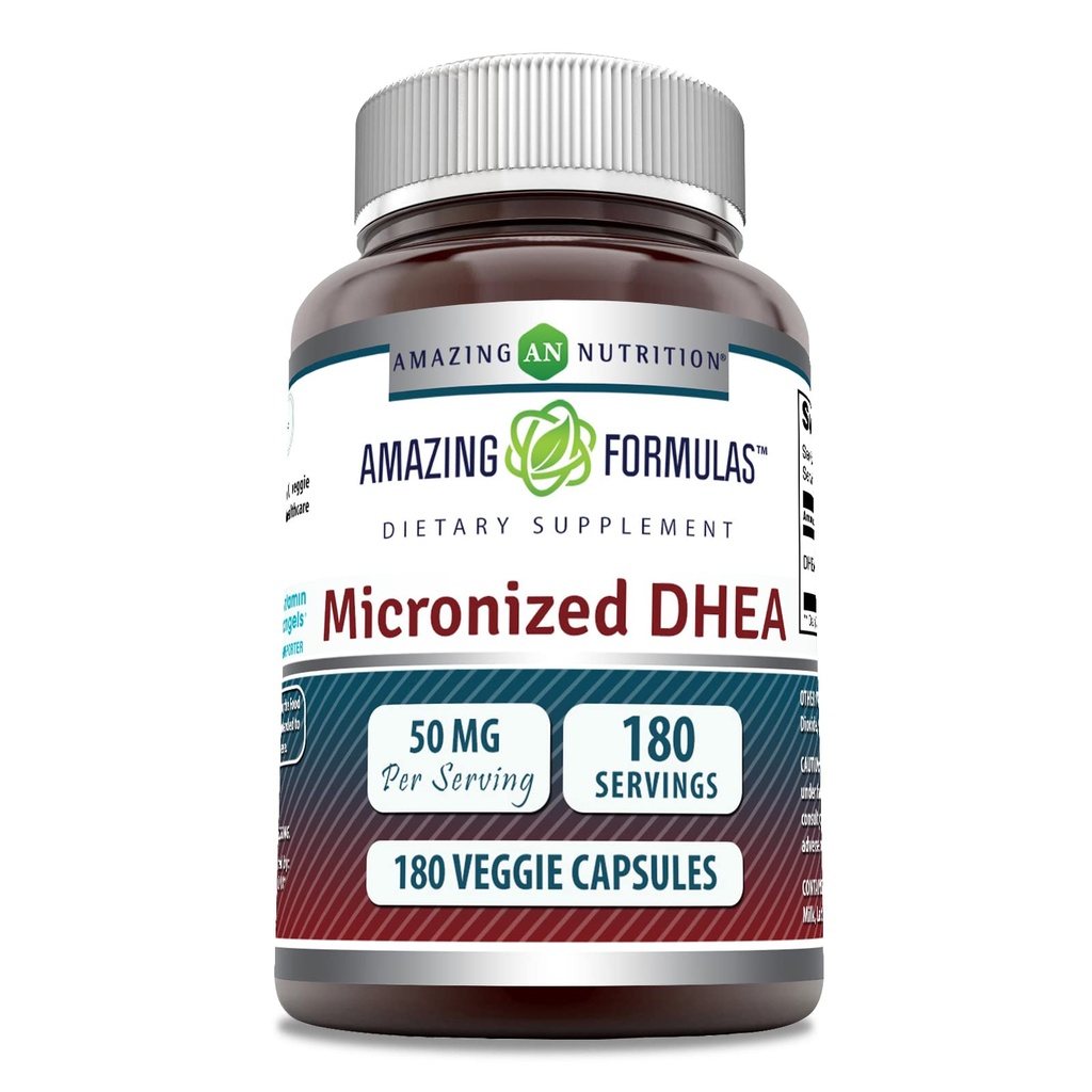 Erstaunliche Formeln Micronized DHEA Supplement | 50 Mg pro Servieren | 180 Veggie Kapseln | Non-GMO | Gluten-Free | Made in USA