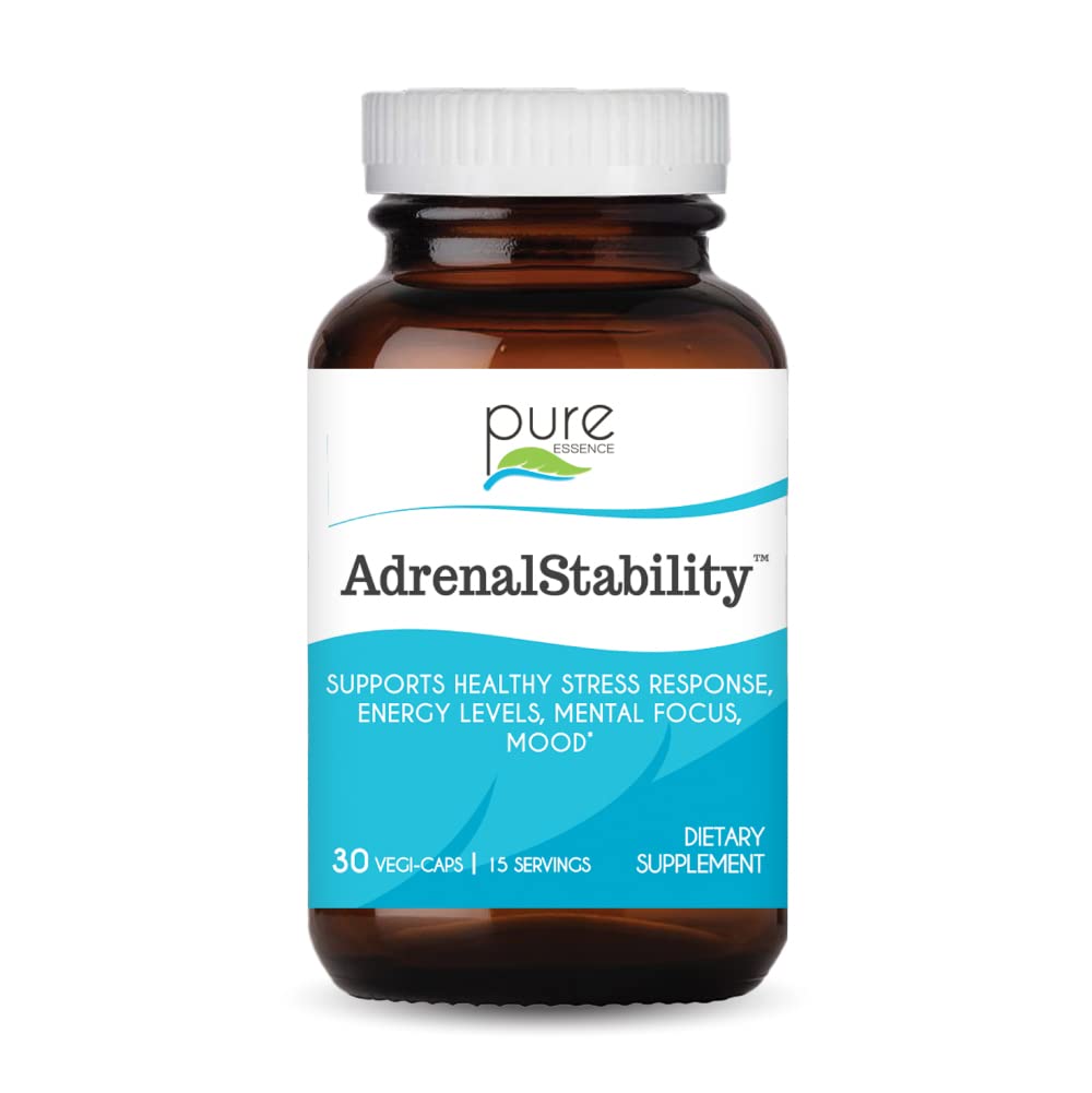 Adrenal Stability by Pure Essence - Adrenal Fatigue Supplement mit Ashwagandha, Heilige Basilikum, Unterstützt gesunde Stressreaktion, Energie, Schlaf (30 Caps)
