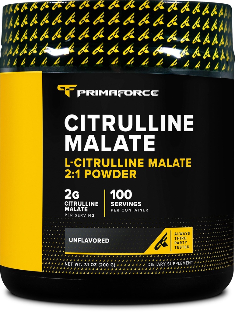 PrimaForce L-Citrulline Malate Powder, Supplément préentraînement non aromatisé, 200 Grams - stimule l'énergie, aide à récupérer, améliore la performance de la force – végétalien, non-OGM