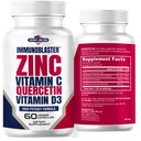 Zinc Quercetin 500mg avec vitamine D et C antioxydant immunosupport Quercetin haute puissance supplément de zinc pour les hommes et les femmes - sans gluten, soja et laitiers - 60 Nombre (paquet de 1)