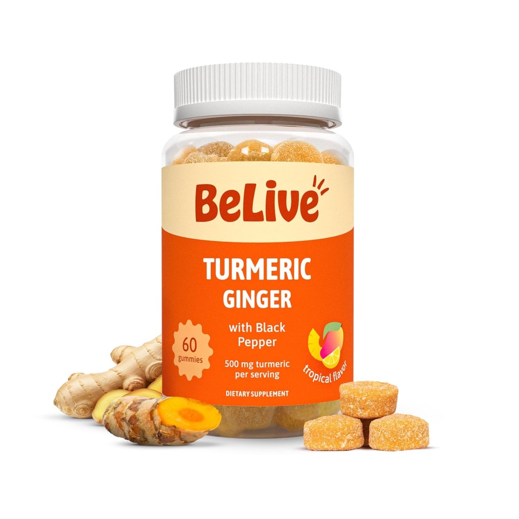 Curcumine en curcuma avec poivre noir et gingembre - 500 mg de supplément en curcuma et gingembre pour le soutien immunitaire, la peau saine et la mobilité - Arôme tropical