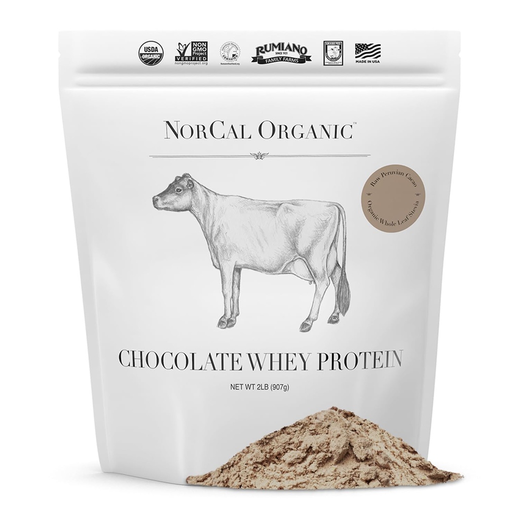 NorCal Organic Chocolate Whey Protein | 100% USA Grass-Fed, USDA Certified | Naturally Flavored with Raw Cacao from California Family Farms | 32 Ounce (Pack von 1) - 32 Servietten