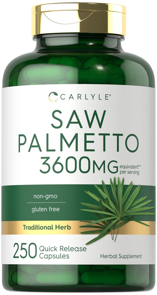Carlyle Saw Palmetto für Männer und Frauen | 3600 mg | 250 Kapseln | Kräuterextrakt Ergänzung | Serenoa Repens | Non-GMO und glutenfrei