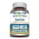 Formules étonnantes Taurine avec supplément de bioperine $ 1000 Mg par service $ 100 Capsules de légumes $ Non-GMO $ Sans gluten $ Fabriqué aux États-Unis