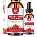 (2 Pack) Magnesium Glycinate Flüssigkeitstropfen mit Citrat & Taurate - Hohe Absorption 1000mg flüssiges Magnesium-Komplex mit D3, GABA, L-Theanin für Kognition, Muskel & Fokus, Raspberry Flavor - 30mL