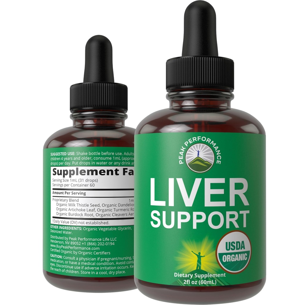 USDA Organic Liver Cleanse Detox & Repair. 6-in-1-Flüssigtropfen mit Bio-Milchdistel, Artichoke-Extrakt und mehr. Zero-Zucker, Leber-Gesundheitsunterstützung Tincture Supplement Alternative zu Kapseln