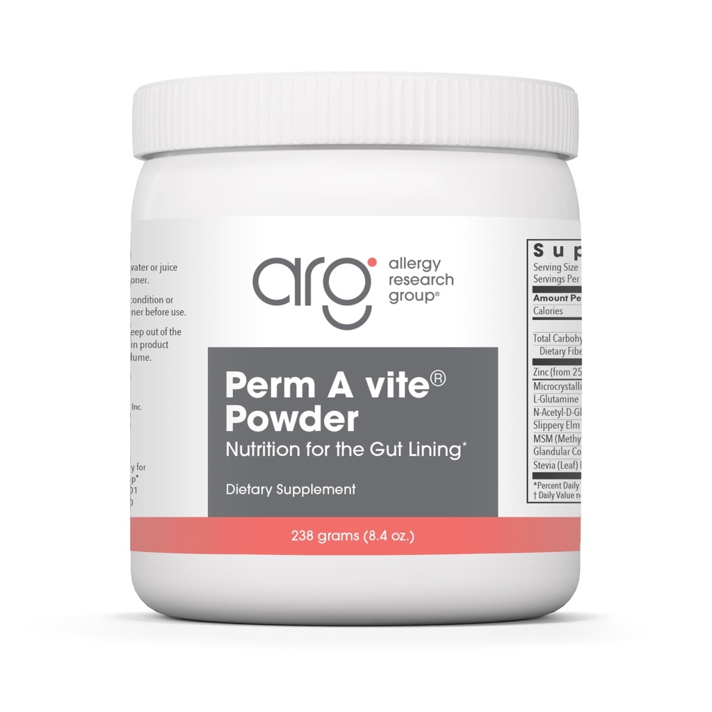 Allergy Research Group Perm A Vite Powder - Gut Gesundheit für Männer & Frauen, L-Glutamin, Slippery Elm - 8.4 Oz