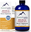 HoneyCombs Vitamin B2 Riboflavin Ergänzung Flüssigkeitstropfen - Hohe Potenz Vitamin B2 für Männer und Frauen - Pflege gesunde Verdauung, Nervensystem, Haar, Haut, Nägel - Vegan flüssige Vitamine (16 Fl oz)