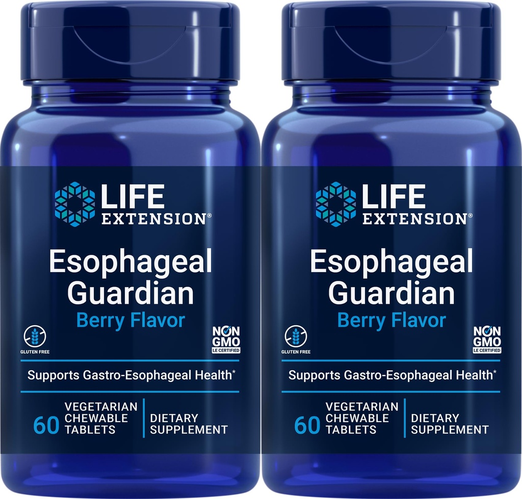 Prolongation de vie Gardien de l'oesophage, 60 comprimés à croquer végétariens (paquet de 2)
