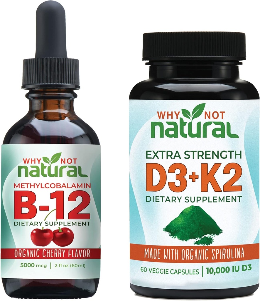 Why Not Natural Energy, Immunity, Mood and Bone Health Bundle B12 + Vegan D3/K2