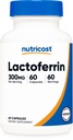 Nutricost Lactoferrin Kapseln (60 Kapseln, 300mg) Third-Party Tested, Gluten-Free, Vegetarisch, GMP Kompatibel, Non-GMO Produkt - 60 Servietten