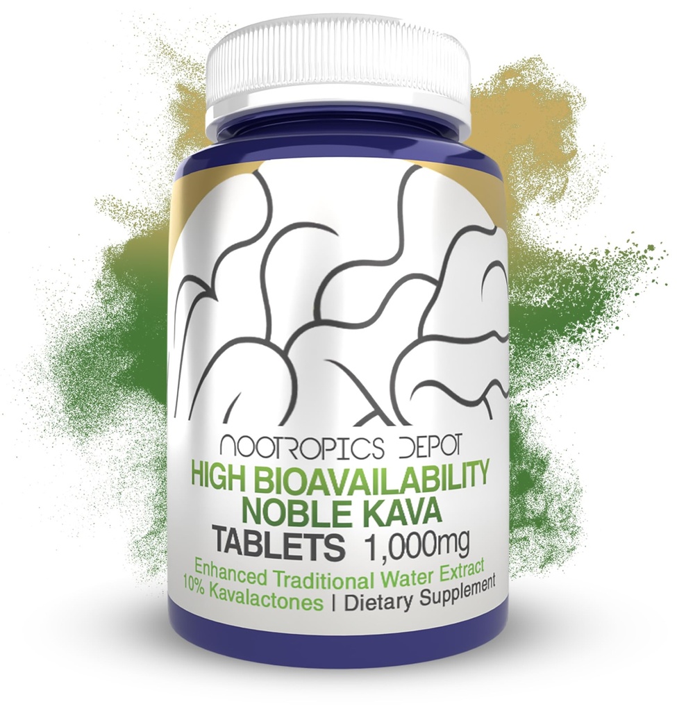Nootropics Depot hohe Bioverfügbarkeit Noble Kava Tabletten | 1.000mg | 30 Count | Minimum 10% Kavalactone | Verbesserte traditionelle Wasserextrakt